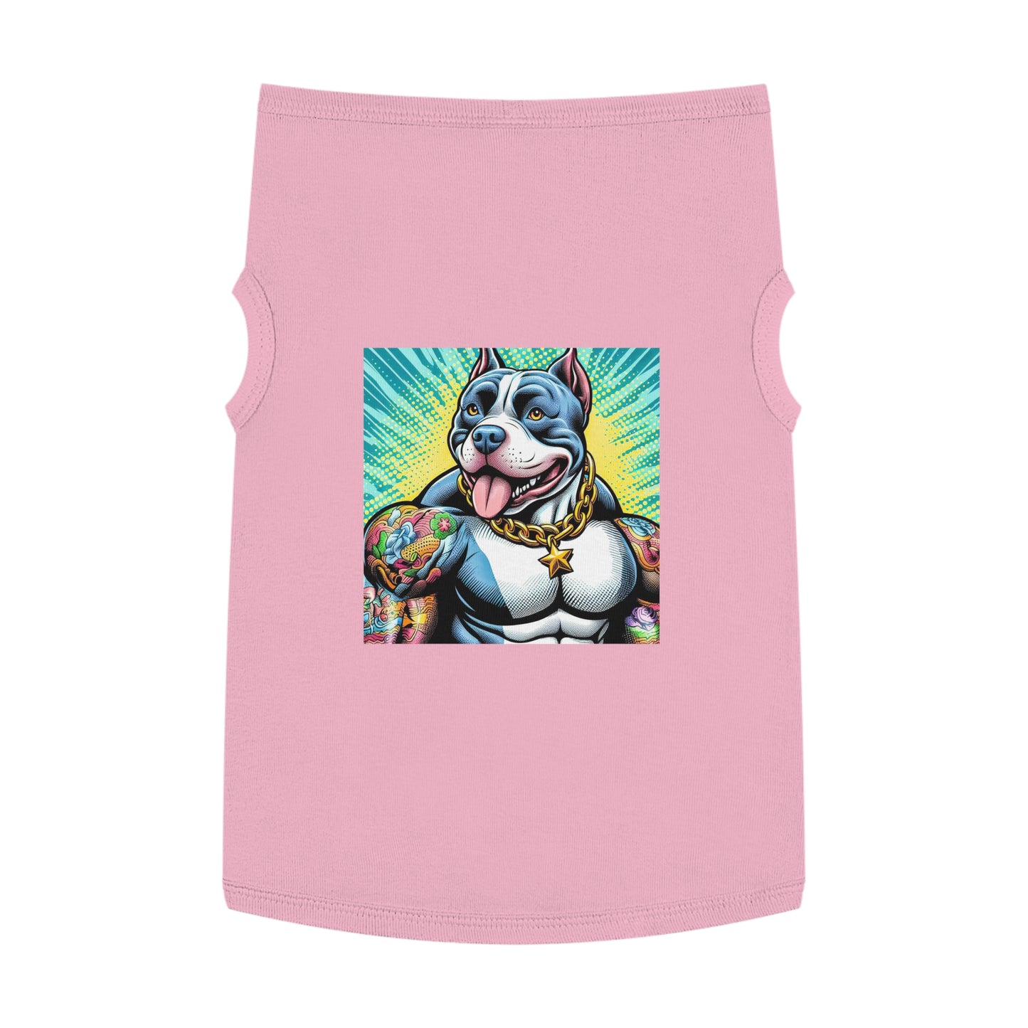 Pet Tank Top Pit Bull huge muscles shirt Pets Printify XL Pink
