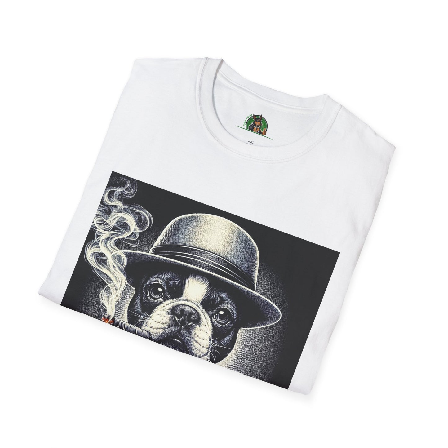 Boston Terrier Male Dog Smoking Cigar Drinking Whiskey T-Shirt Printify