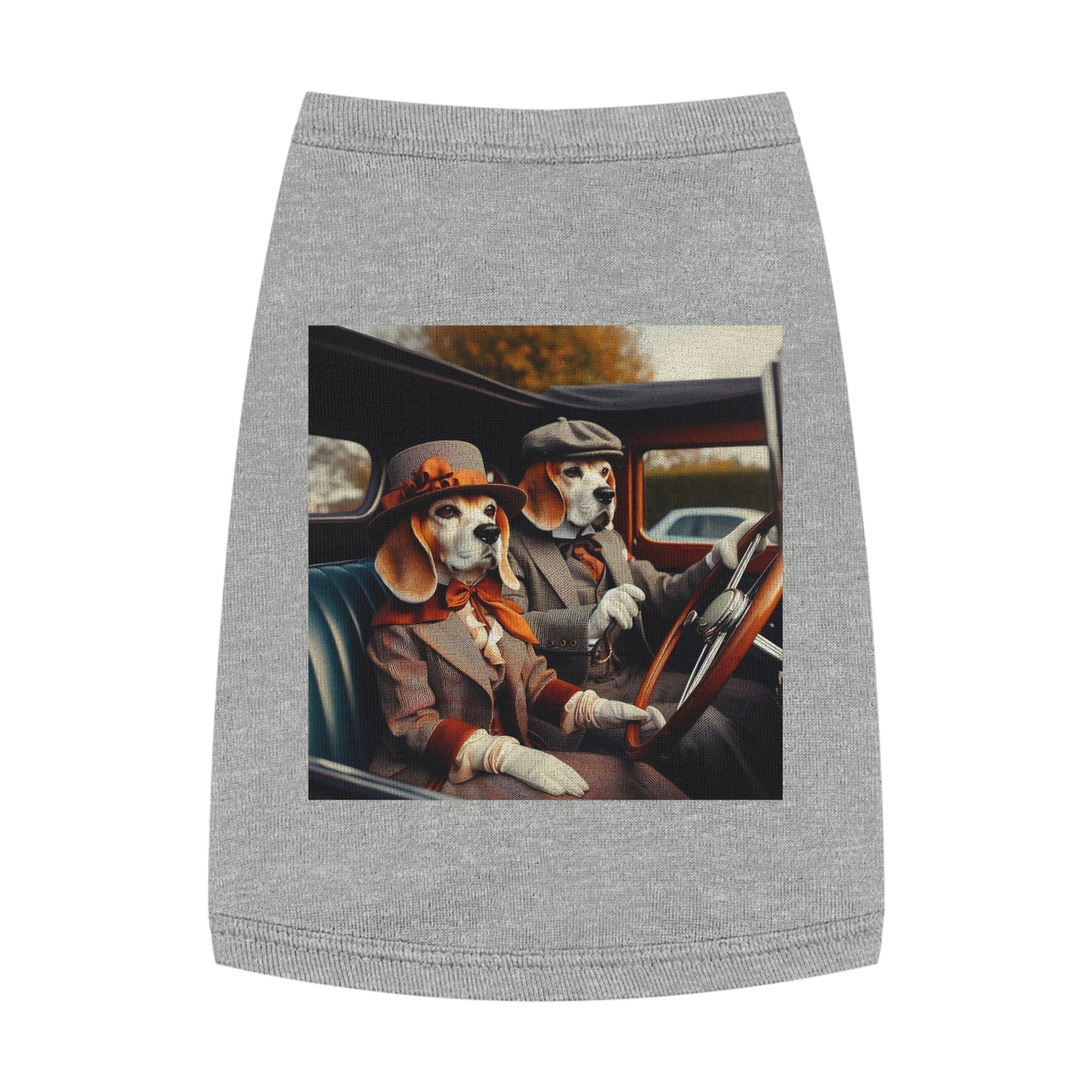 Pet Tank Top Wacky Beagle Dogs In Old Time Car Pets Printify M Heather