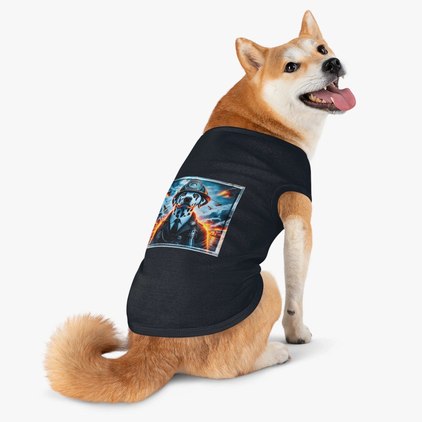 Dalmatian War Hero Pet Tank Top Shirt For Dogs Firehouse Mascot Inspired Dog Tee by Printify
