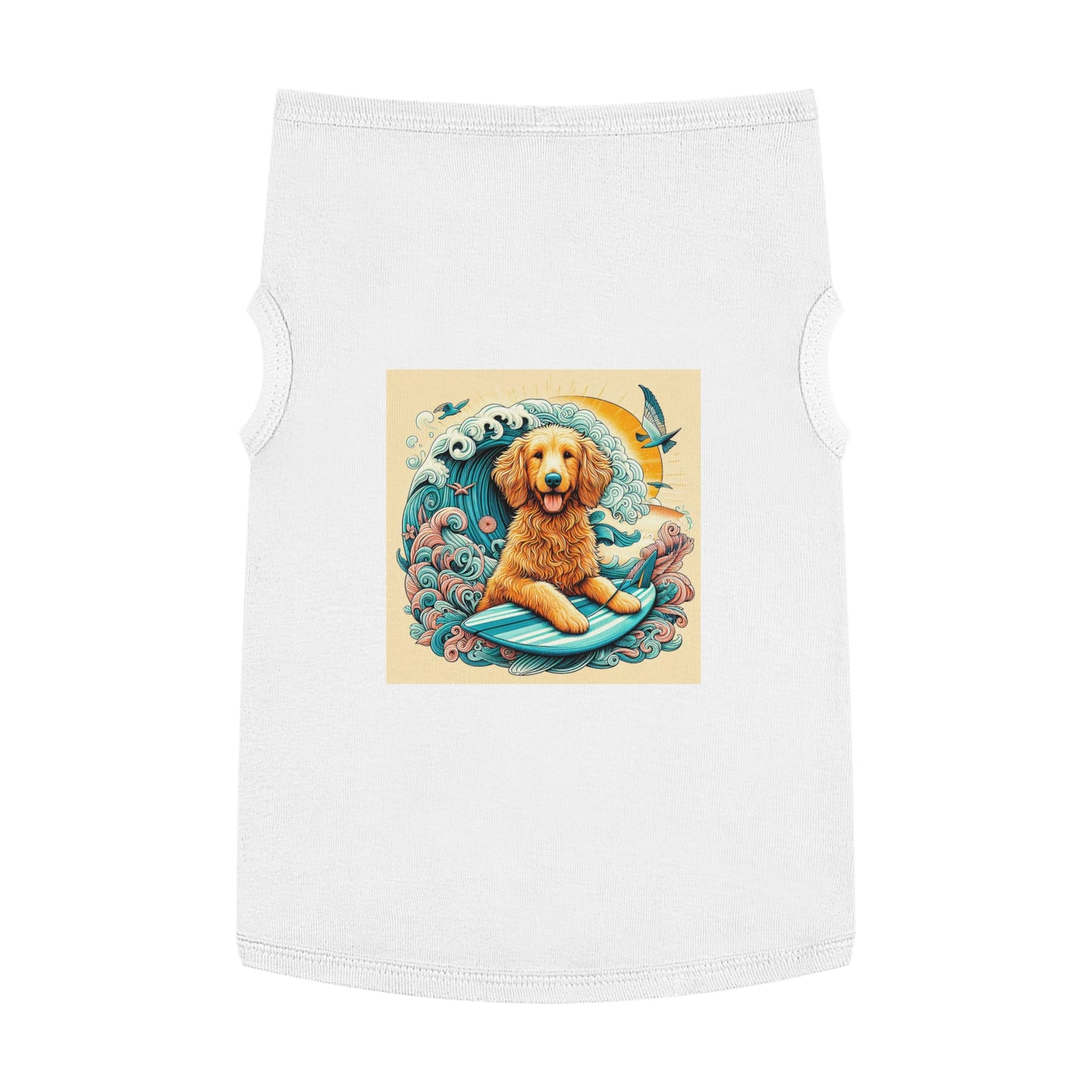 Pet Tank Golden Doodle blue waves t shirt Pets Printify XL White