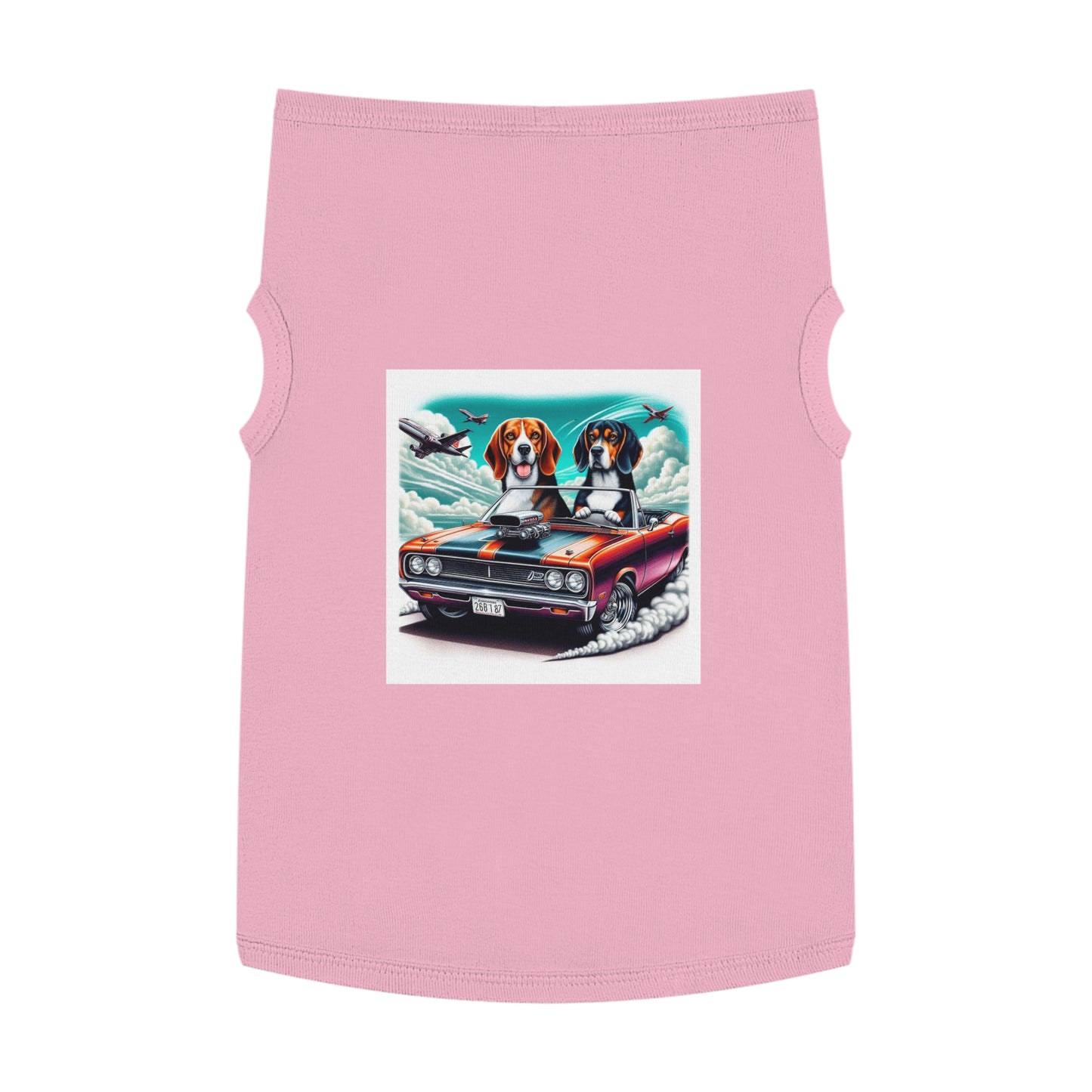 Pet Tank Top Wacky Beagle Dogs In Race Car Pets Printify XL Pink
