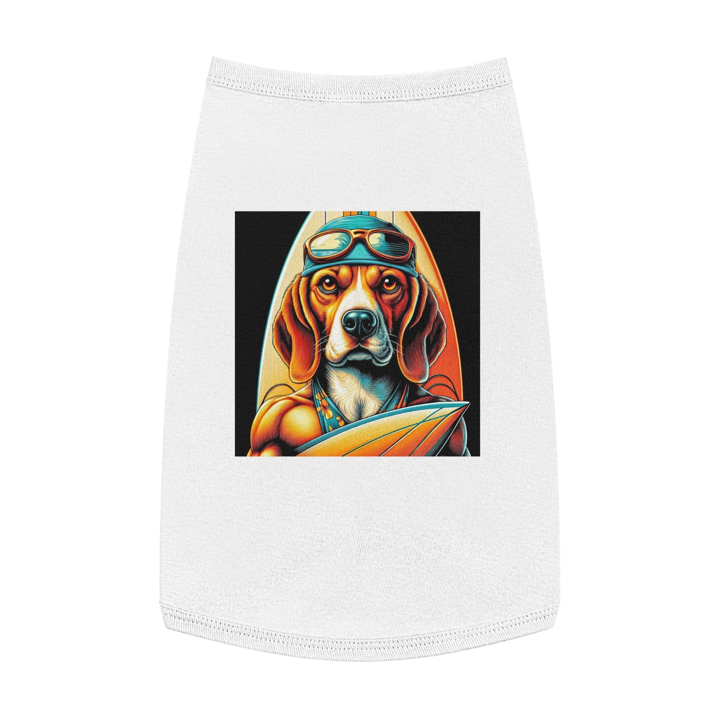 Pet Tank Top Beagle Surfer Dog Pets Printify L White