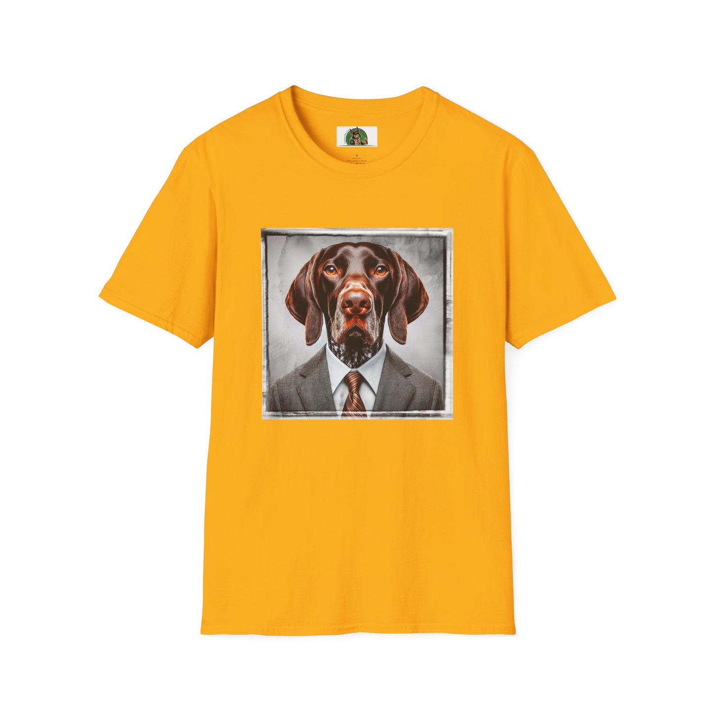 German Shorthaired Pointer business man t shirt T-Shirt Printify S Gold