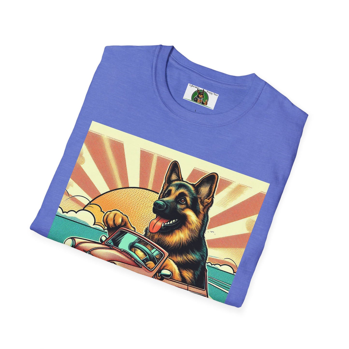 German Shepherd in a Wacky Little Car T-Shirt Printify