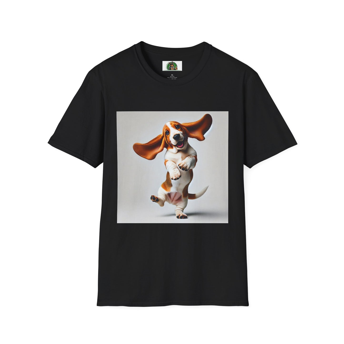 Bassett Hound T-Shirt - Dancing Dog Design T-Shirt Printify XS Black