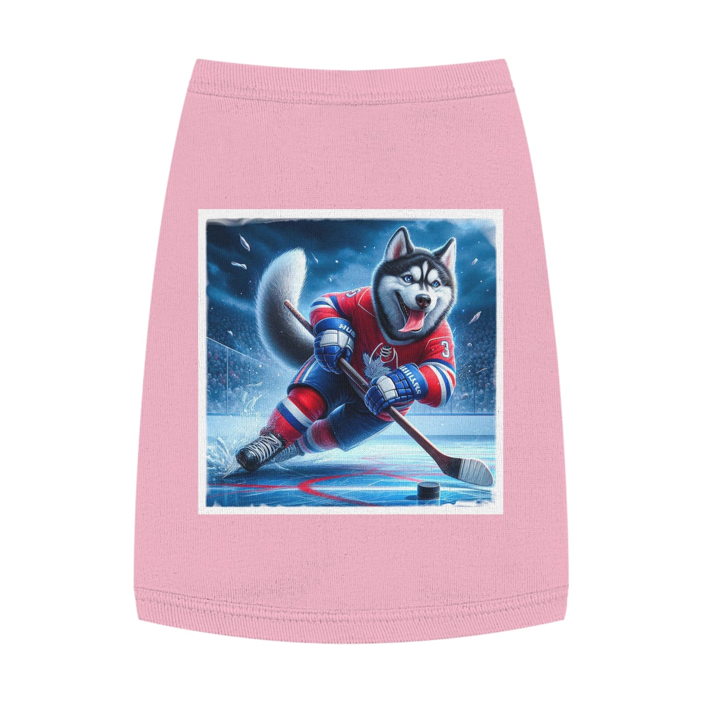 Pet Tank Top Husky hockey Pets Printify M Pink