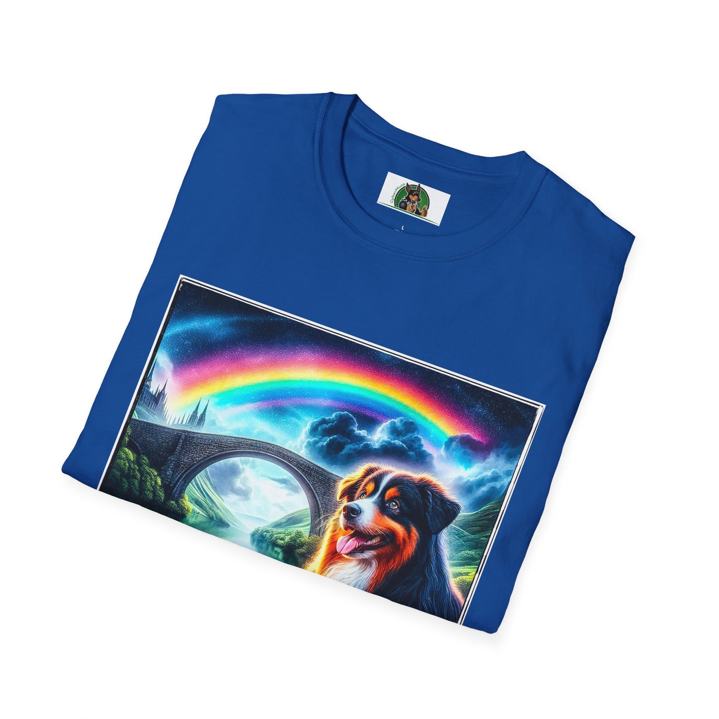 Australian Shepherd Rainbow Bridge And Lake T-Shirt Printify