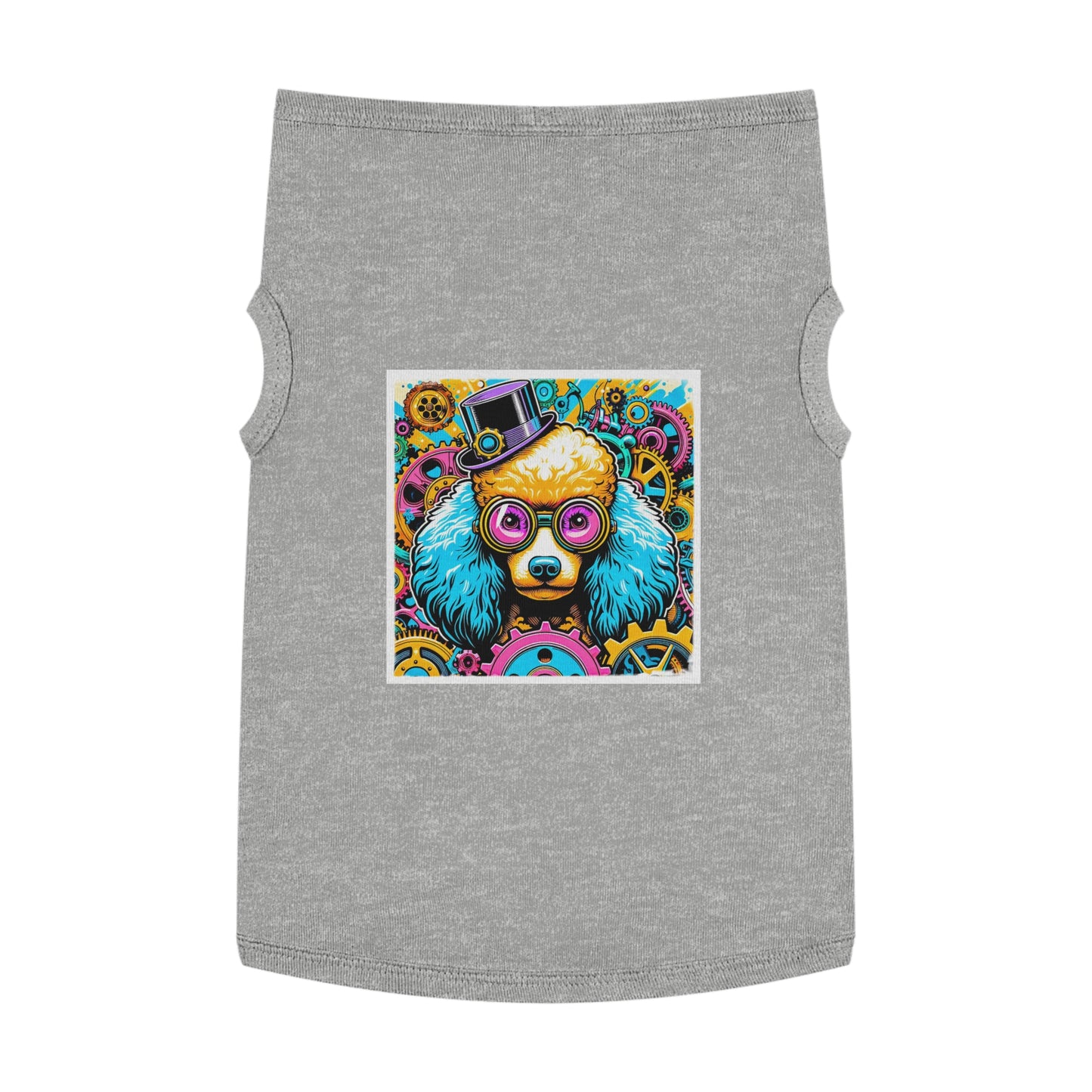 Pet Tank Top Poodle pink and blue steam punk Pets Printify XL Heather
