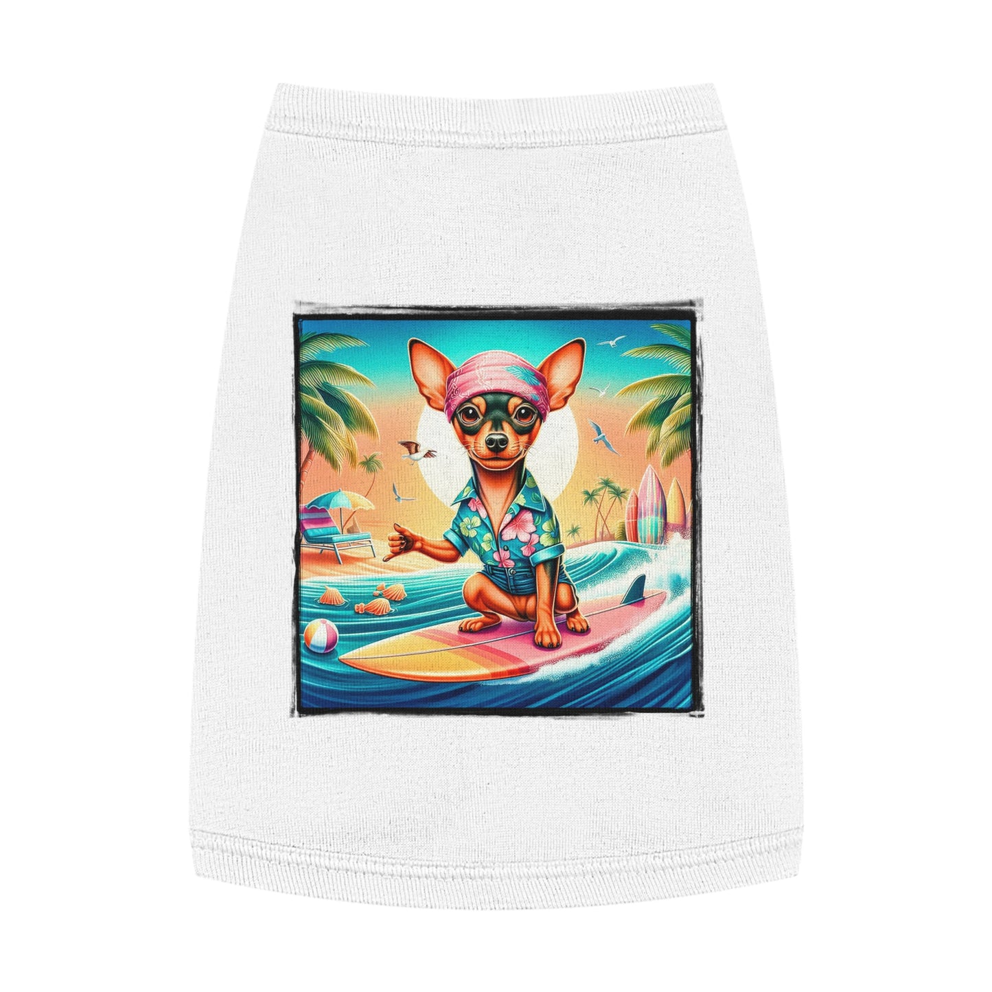 Dog Tank Top - Min Pin Tank Tops vacationing puppy Pets Printify M White