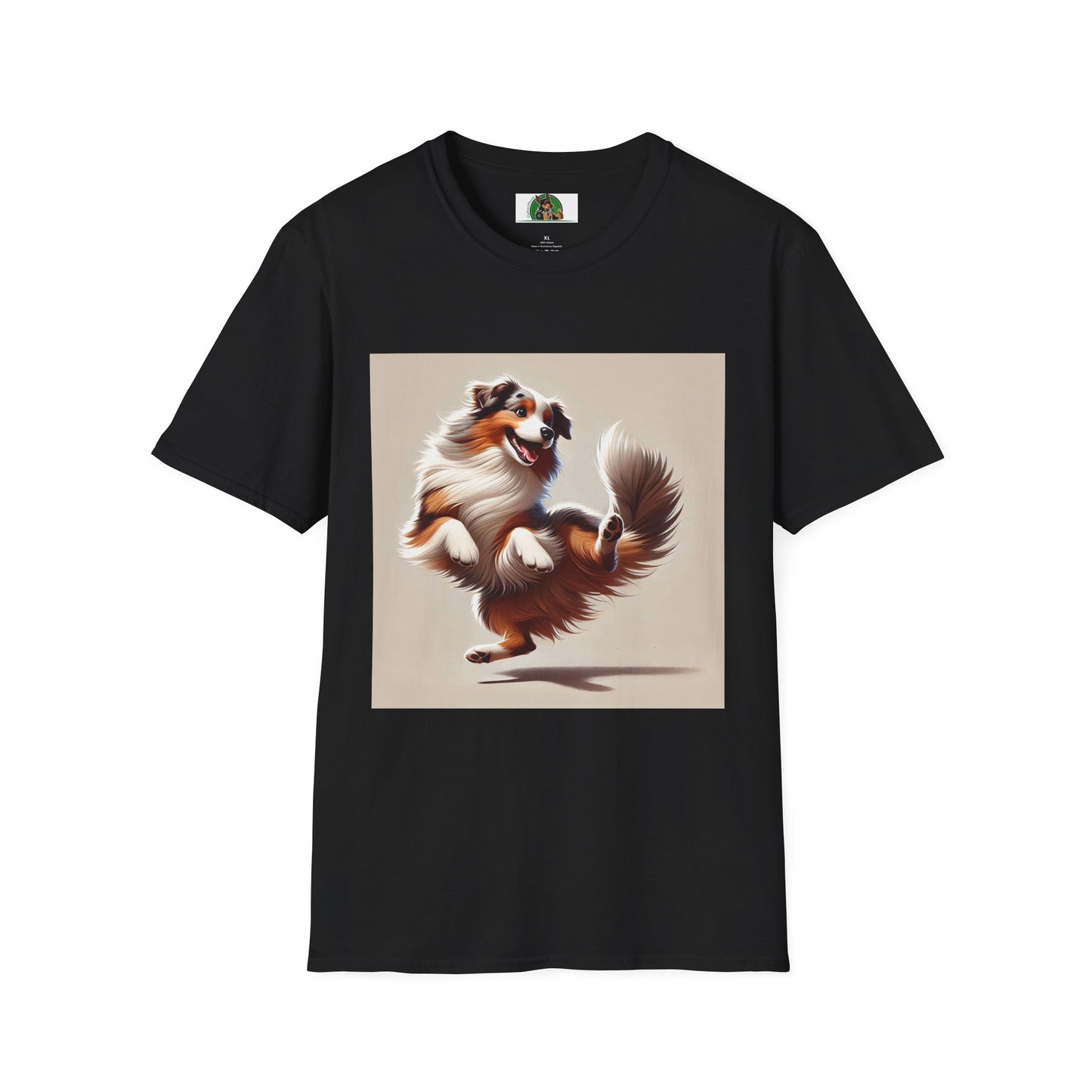 Dog Lover T-Shirt - Dancing Dog Australian Shepherd T-Shirt Printify XS Black