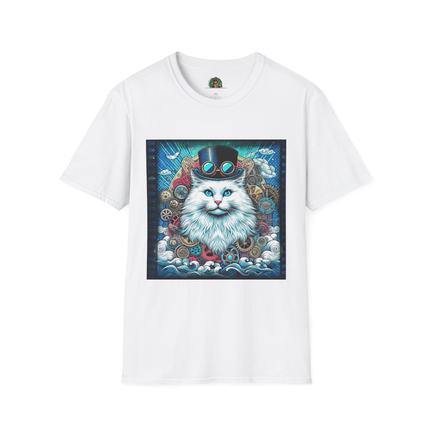 Siberian cat steam punk shirt T-Shirt Printify S White