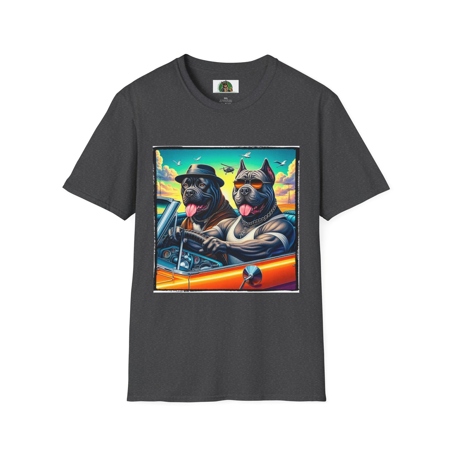 Cane Corso Dogs In Car TShirt T-Shirt Printify XS Dark Heather