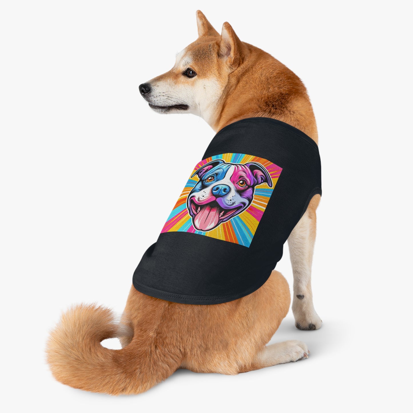 Pet Tank Top Pit Bull pink and blue shirt Pets Printify