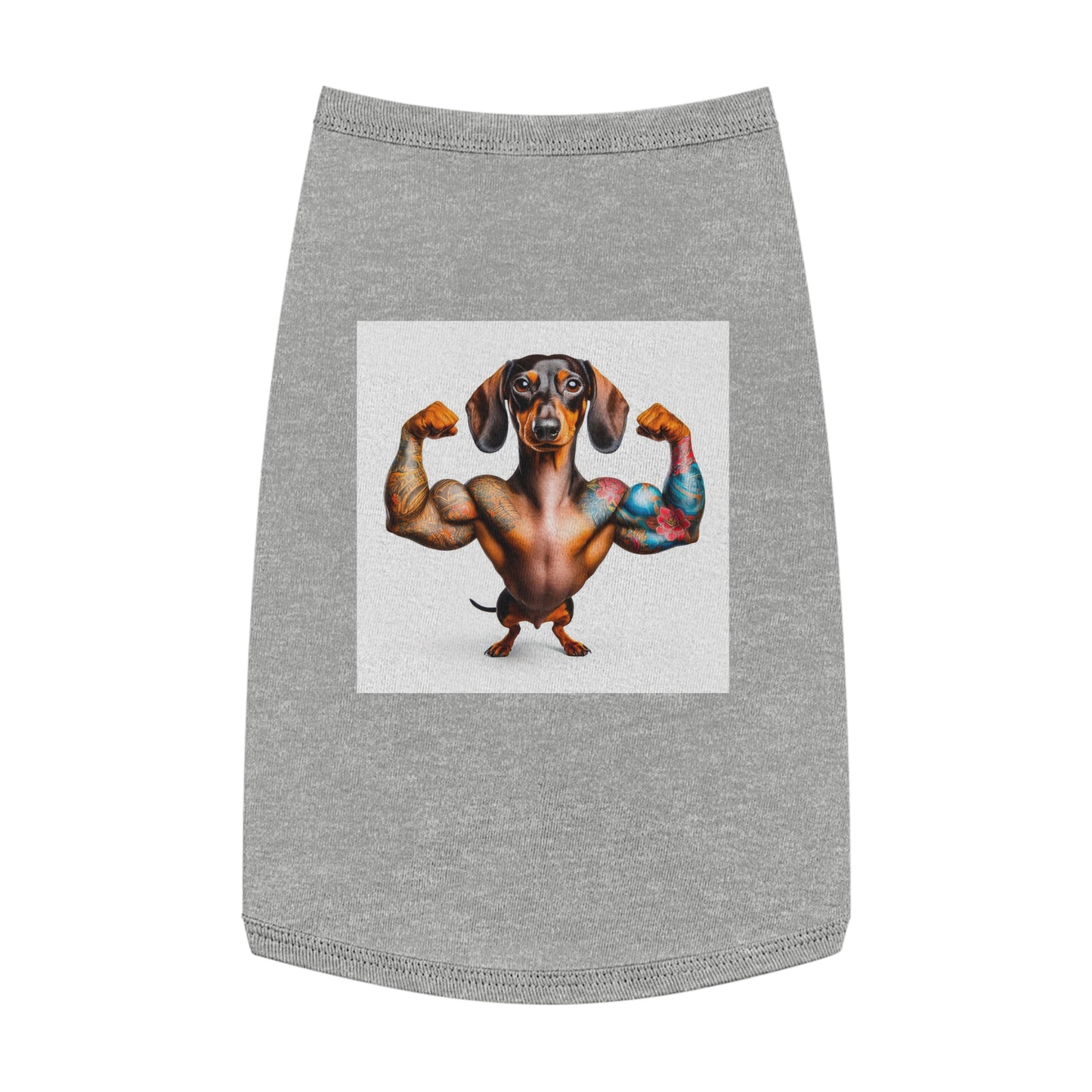 Pet Tank Top Dachshund muscle man t shirt Pets Printify L Heather