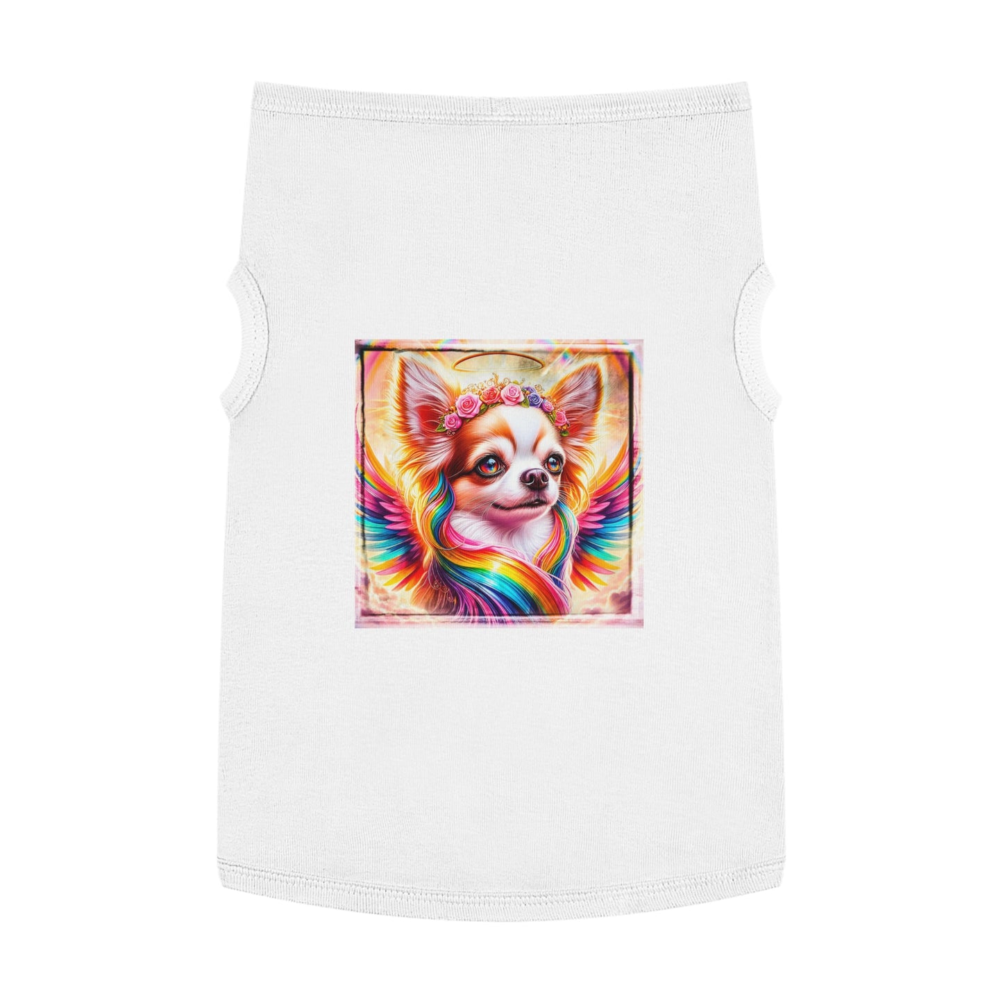 Pet Tank Top Chihuahua flower angel t shirt Pets Printify XL White