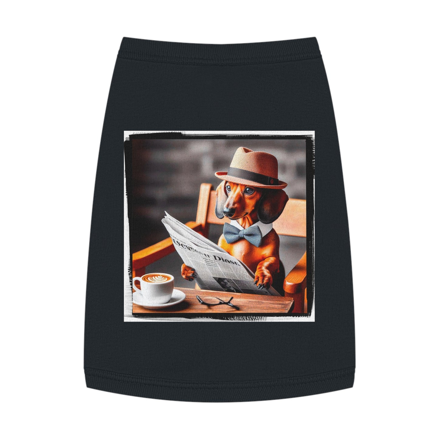 Pet Tank Top Dachshund coffee morning t shirt Pets Printify M Black