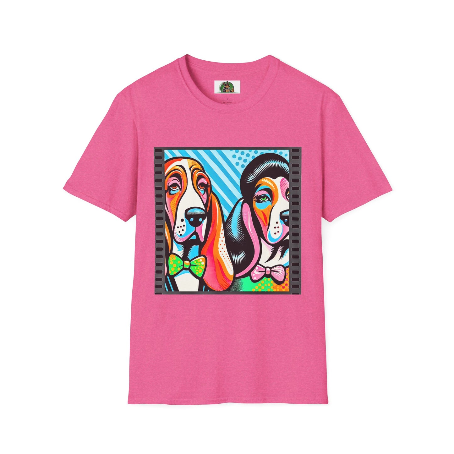 Basset Hound Colorful Couple Pop Art Pic T-Shirt Printify S Heather Heliconia