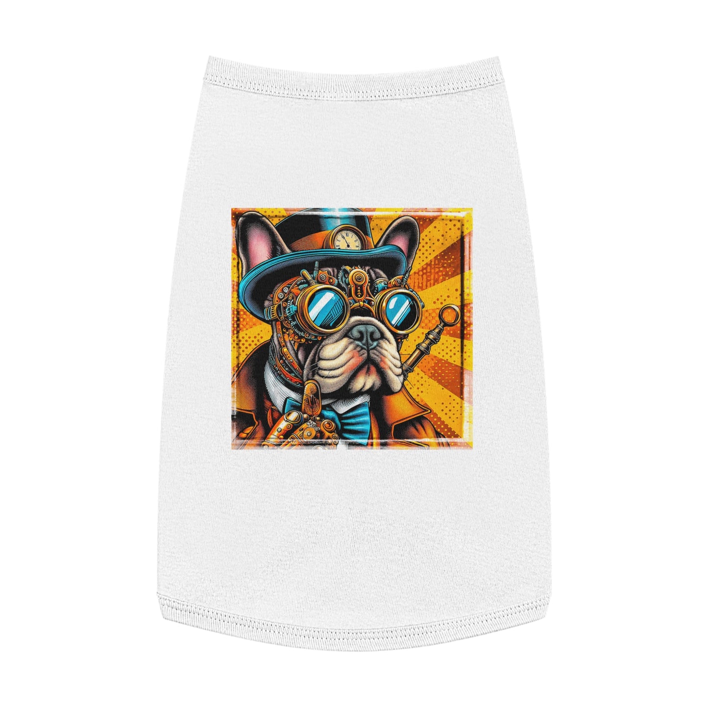 Pet Tank Top French Bulldog steampunk dude t shirt Pets Printify L White