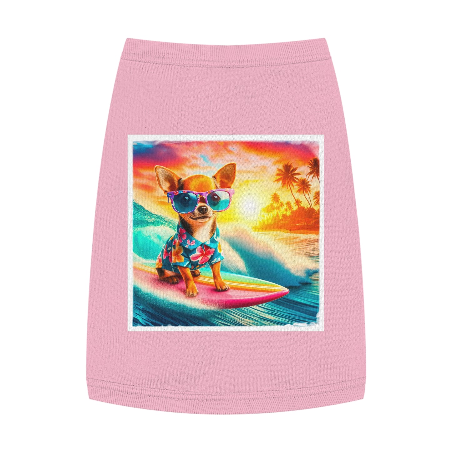 Pet Tank Top Chihuahua colorful waves t shirt Pets Printify M Pink