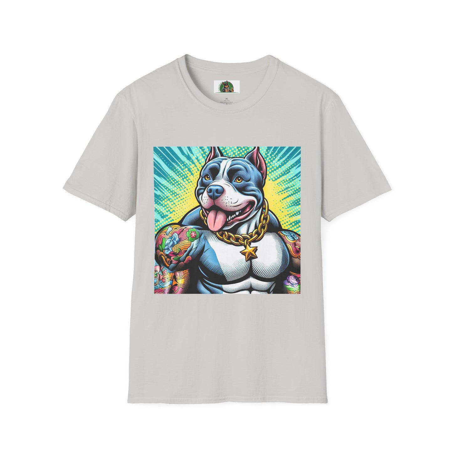 Pit Bull big muscles shirt T-Shirt Printify S Ice Grey