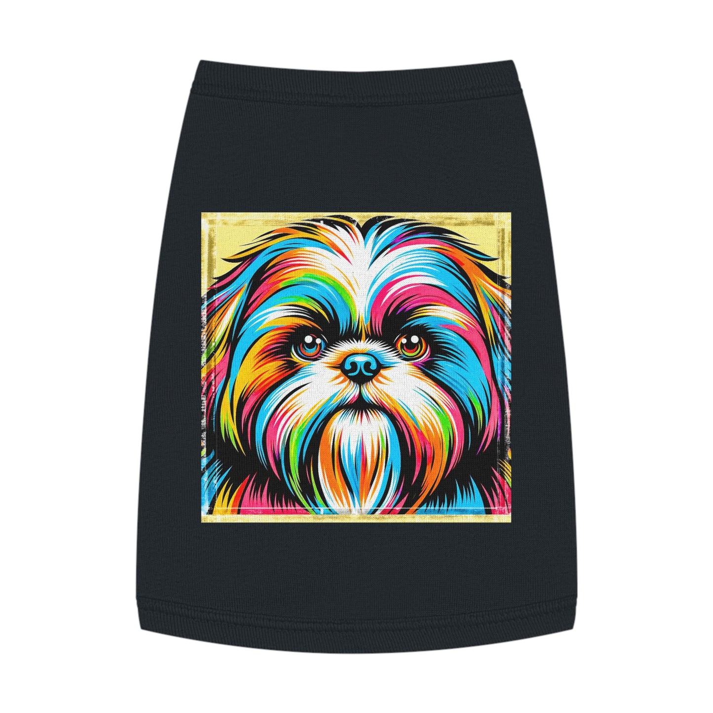 Pet Tank Top Shih Tzu colorful puppy Pets Printify M Black