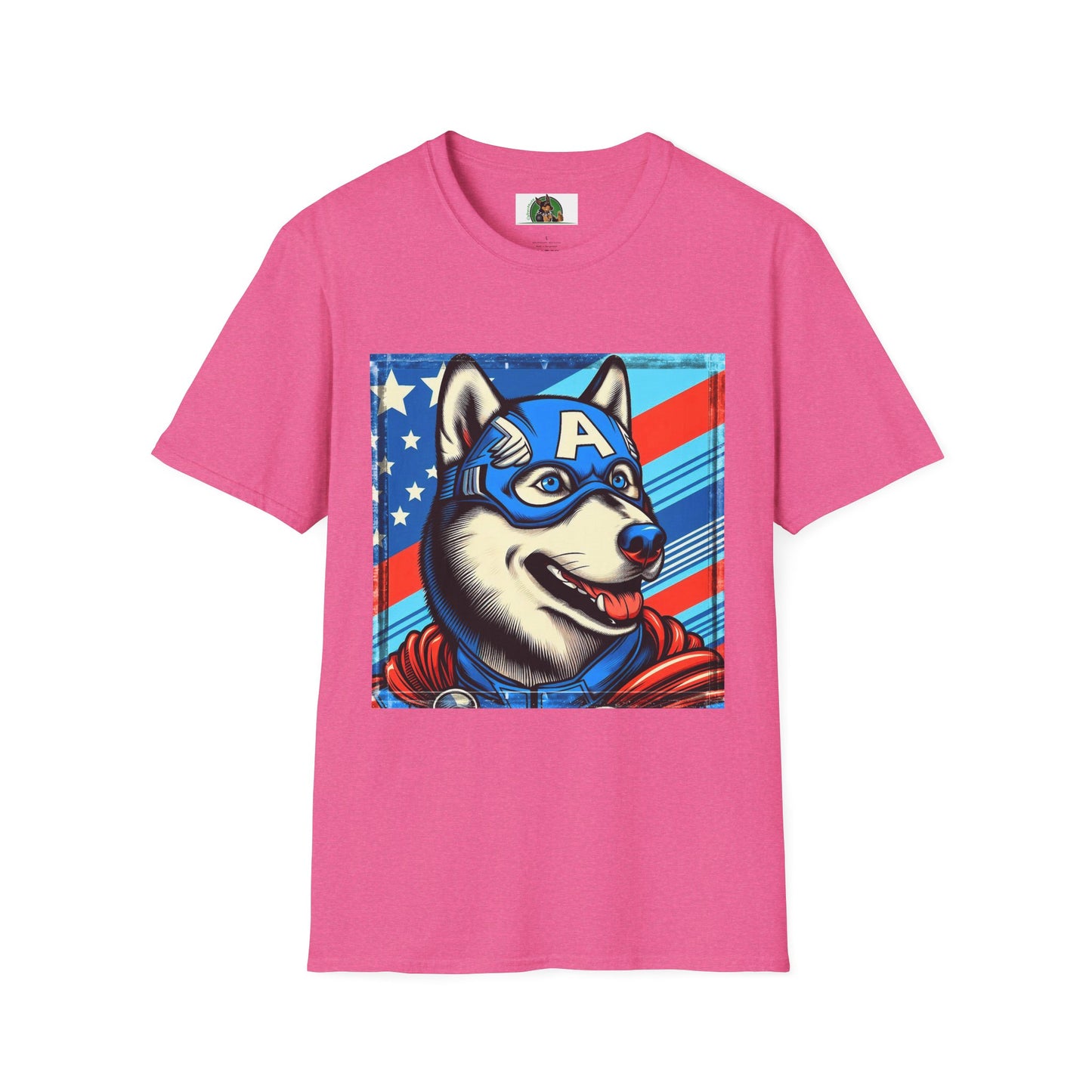 Husky super hero shirt T-Shirt Printify S Heather Heliconia