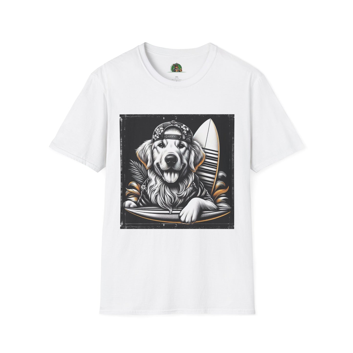 Golden Retriever cool surfer t shirt T-Shirt Printify XS White