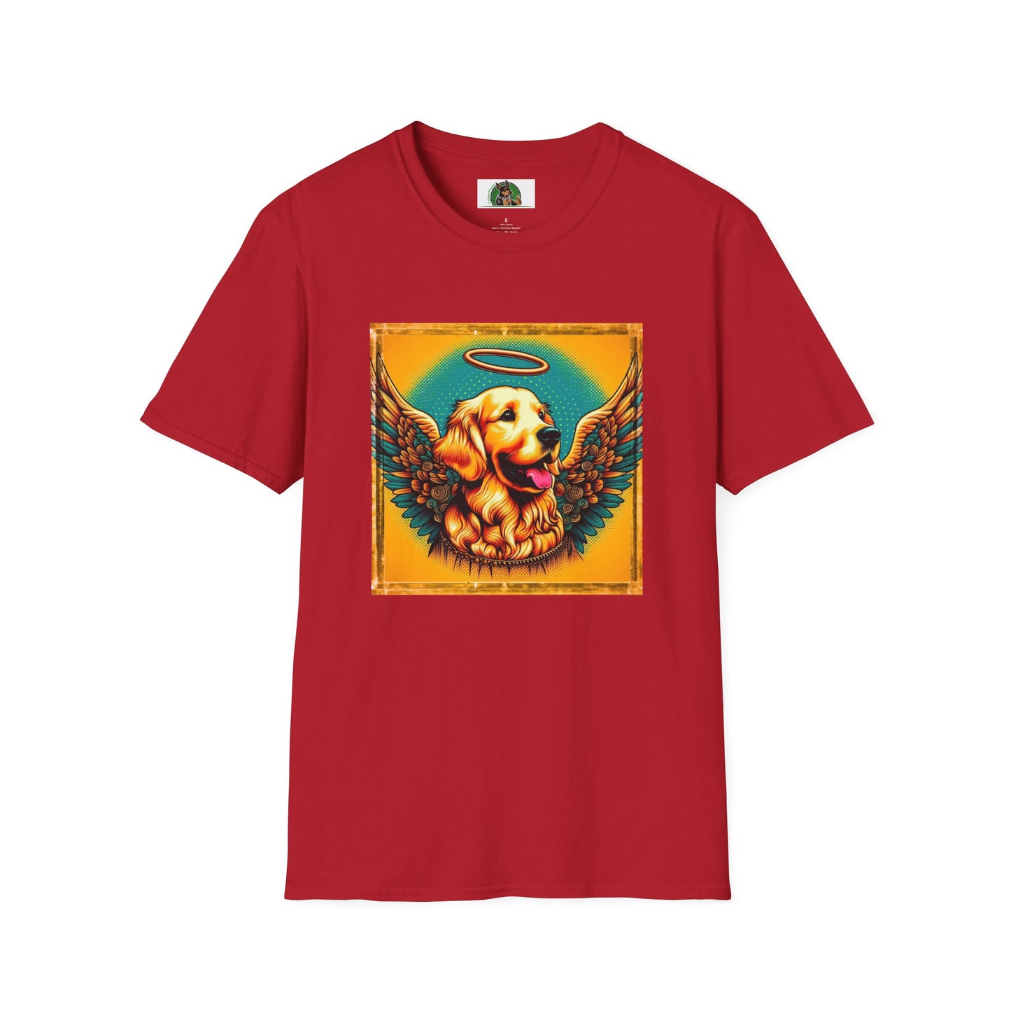 Golden Retriever glowing Angel t shirt T-Shirt Printify S Cherry Red