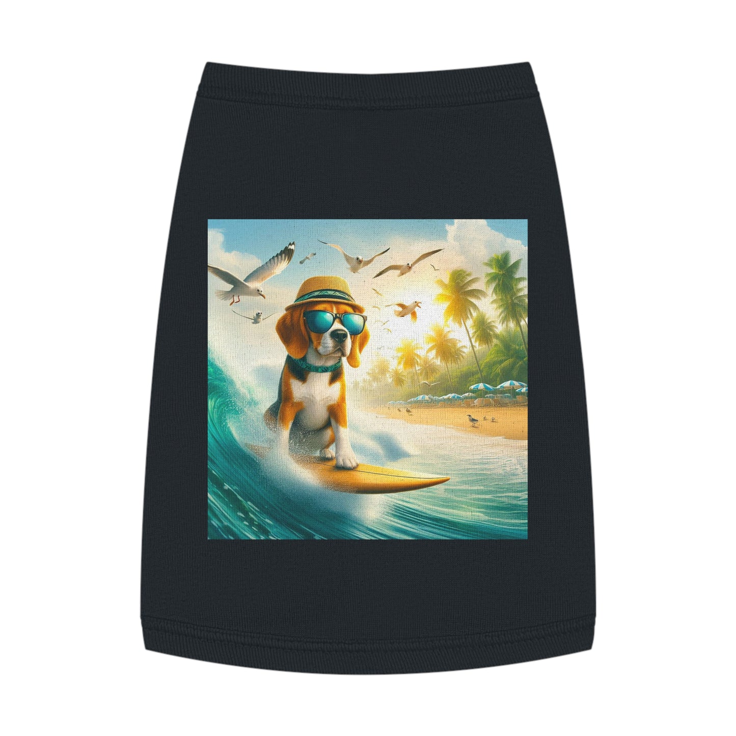 Pet Tank Top Beagle Surfer Dog Pets Printify M Black