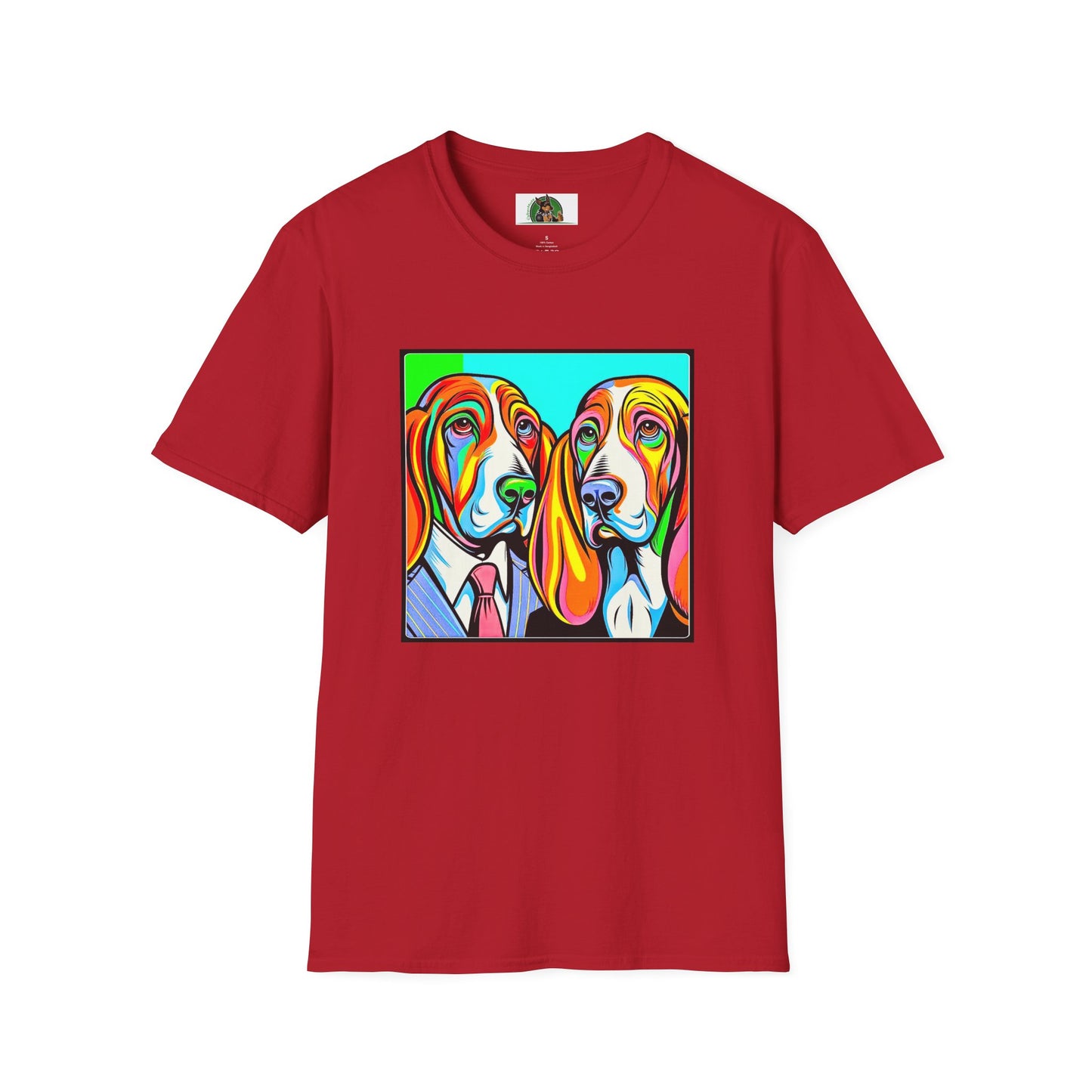 Basset Hound Couple Profile Pic T-Shirt Printify S Cherry Red