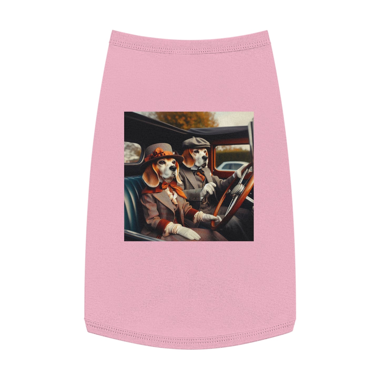 Pet Tank Top Wacky Beagle Dogs In Old Time Car Pets Printify L Pink