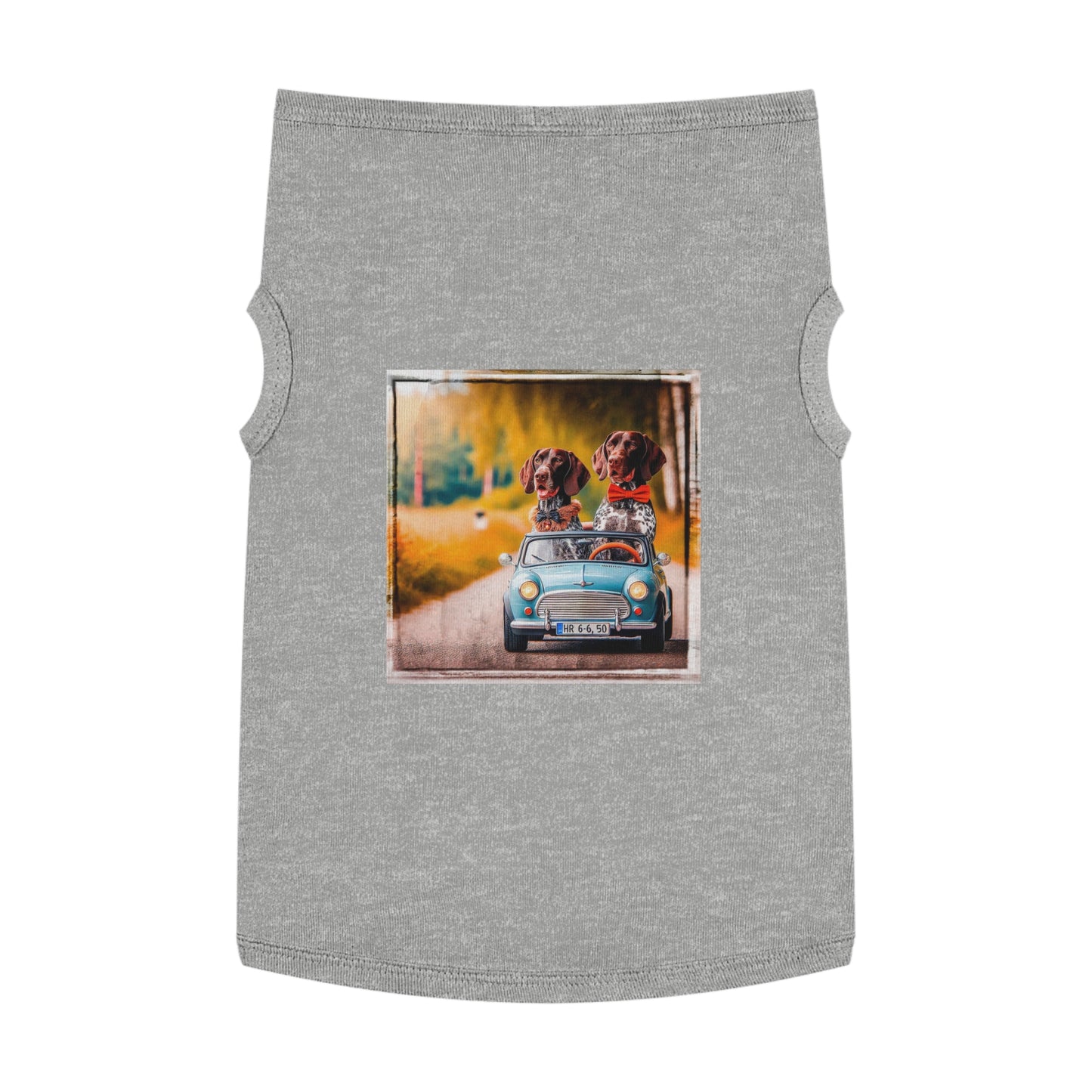 Wacky Pet Tank Top German Shorthaired Pointer tiny car driving t shirt Pets Printify XL Heather