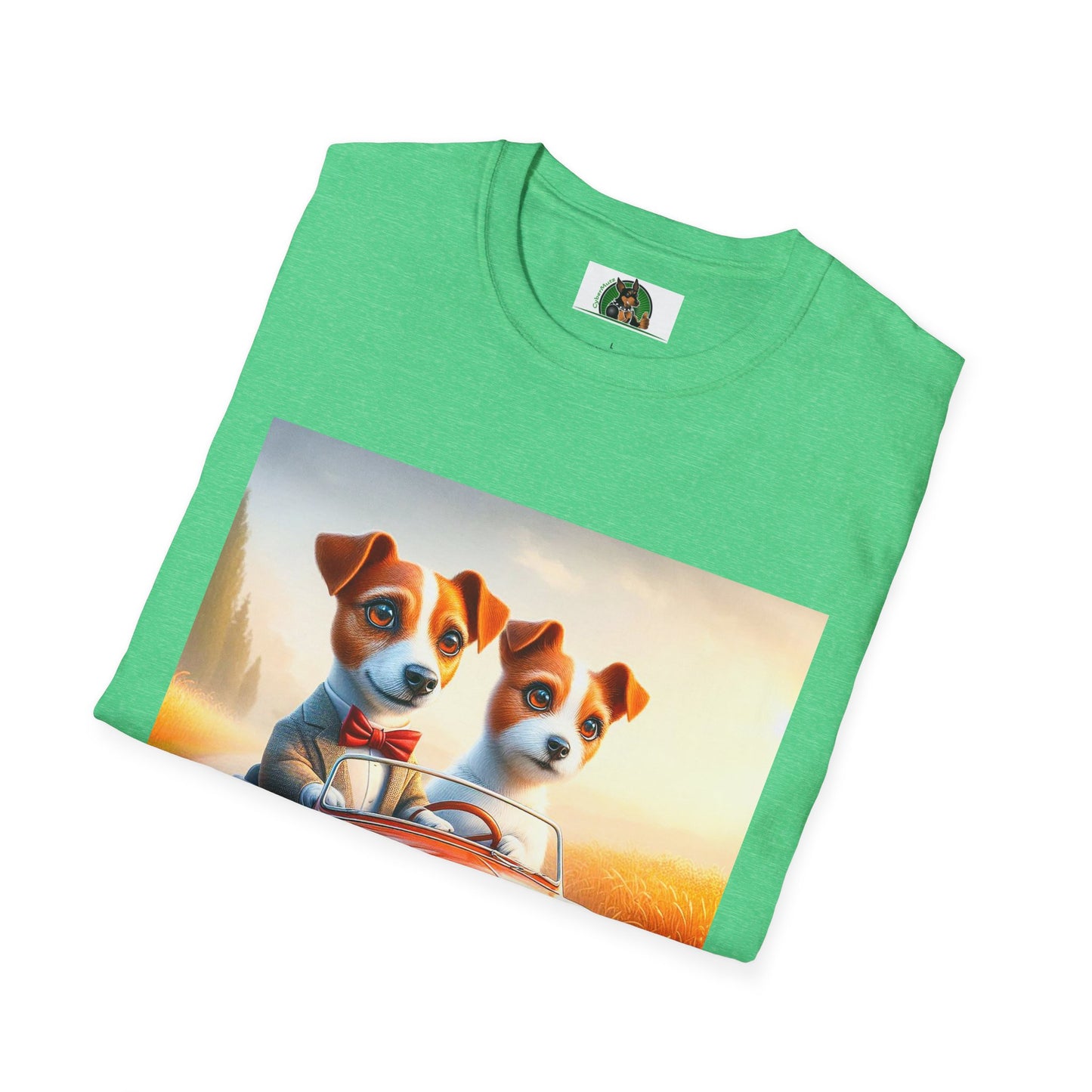 Wacky Jack Russell Puppy Couple Riding In Car T-Shirt Printify