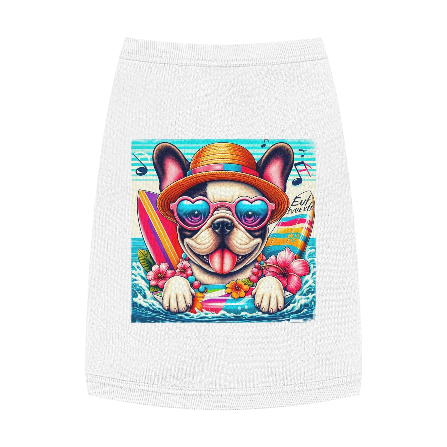 Pet Tank Top French Bulldog colorful surfing t shirt Pets Printify