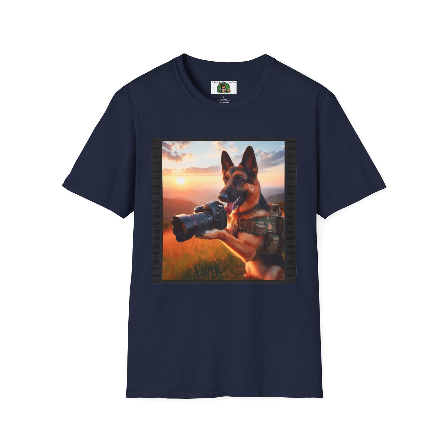 German Shepherd Dog Photographer Unisex Softstyle T-Shirt T-Shirt Printify S Navy