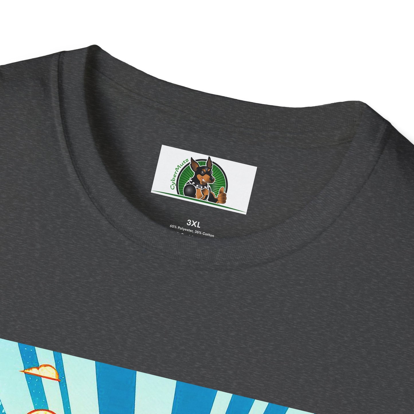 Dachshund flying superhero t shirt T-Shirt Printify