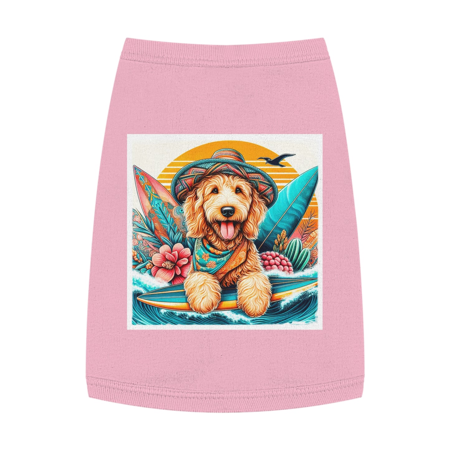 Pet Tank Golden Doodle pretty with flowers shirt Pets Printify M Pink