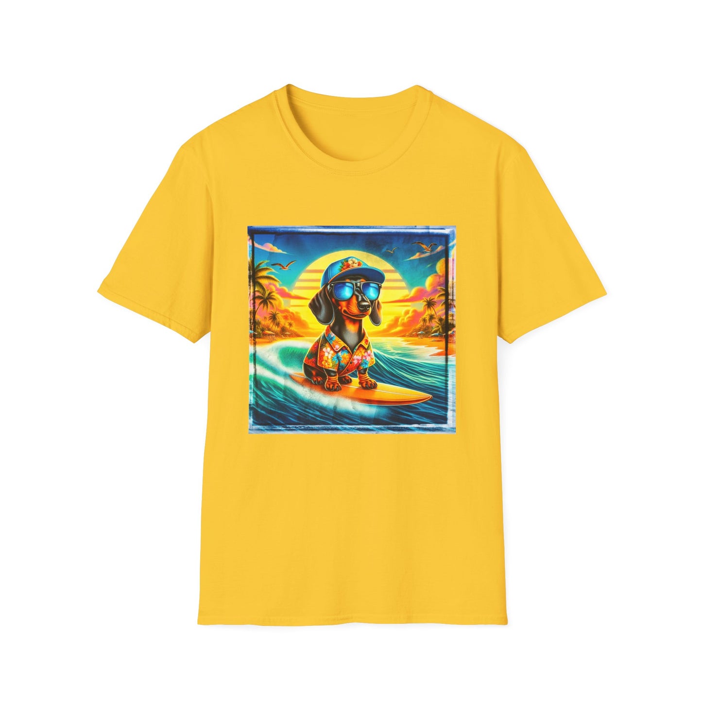 Dachshund surfing t shirt T-Shirt Printify S Daisy