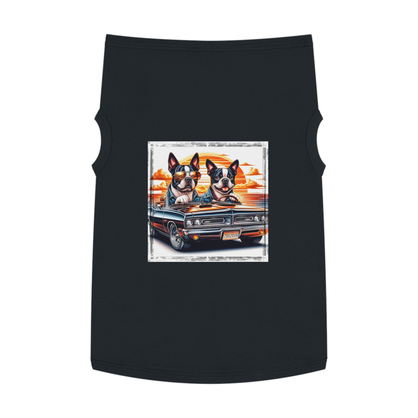 Pet Tank Top - Wacky Boston Terrier Friends Driving Design Pets Printify XL Black
