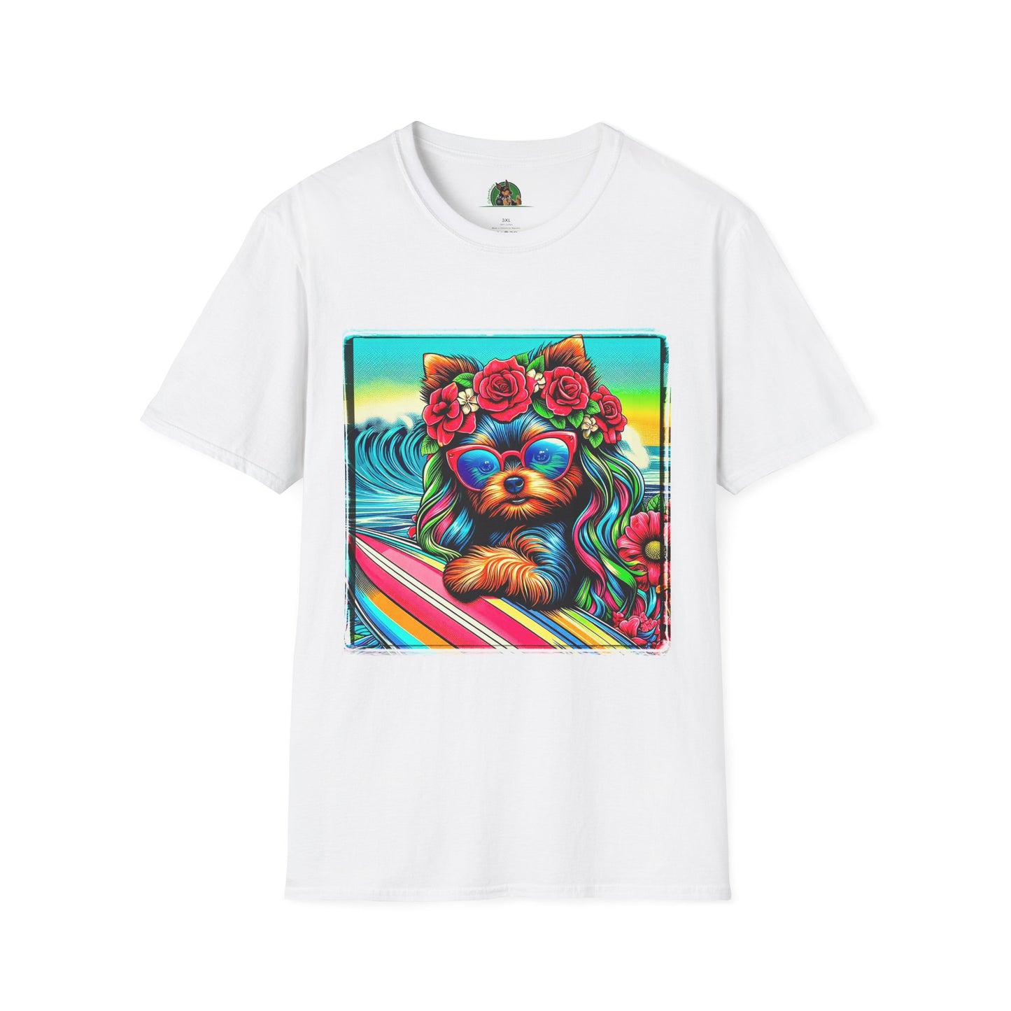 Yorkie flower girl shirt T-Shirt Printify XS White