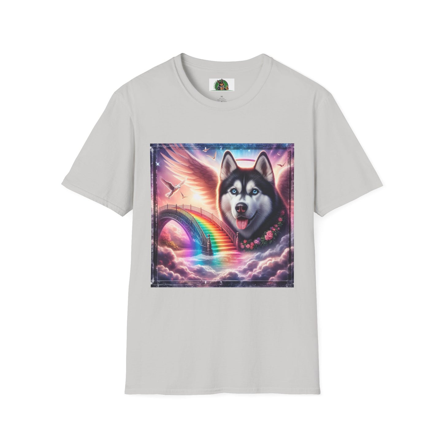 Husky rainbow bridge T-Shirt Printify S Ice Grey