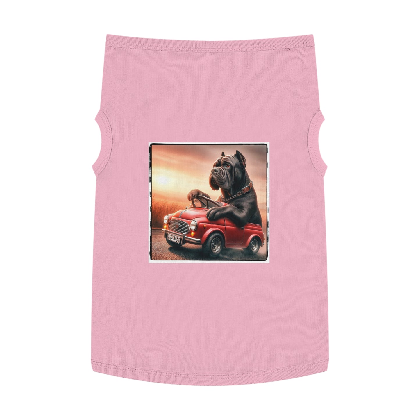 Wacky Pet Tank Top Cane Corso Dog In Small Car Pets Printify XL Pink
