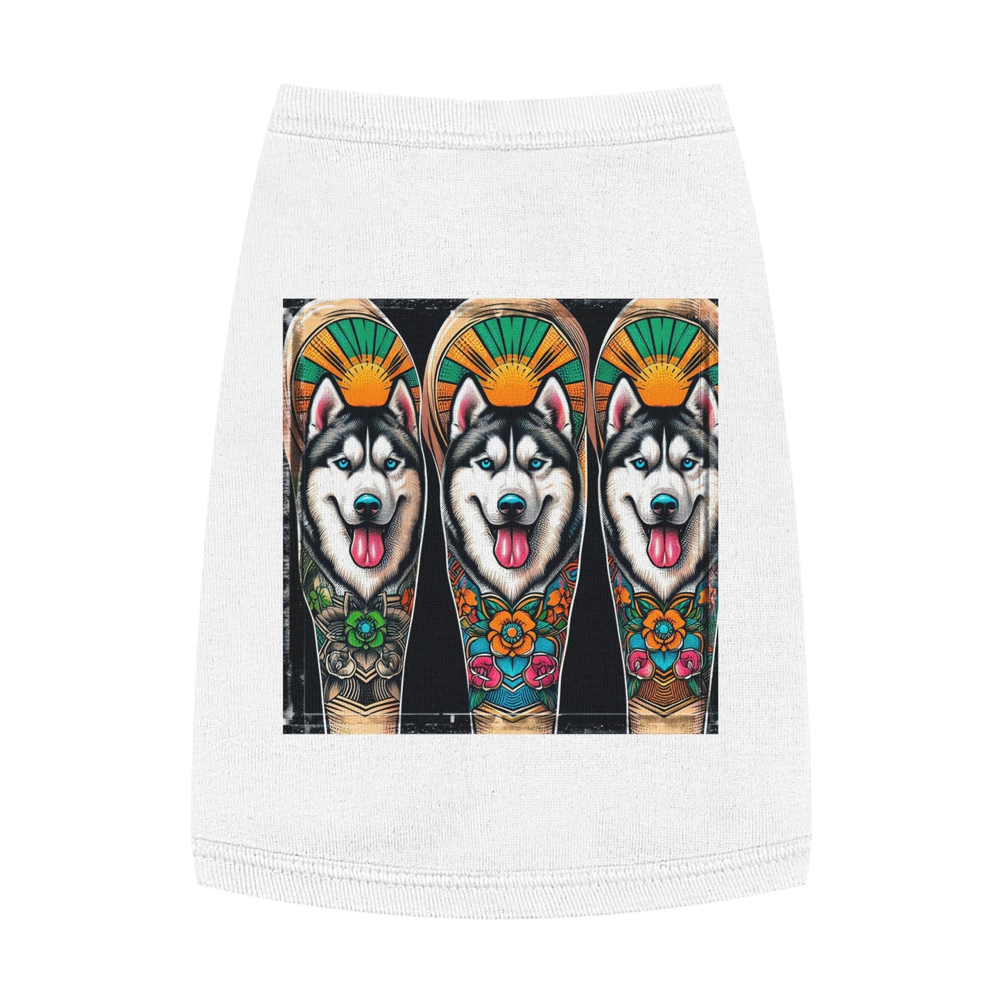 Pet Tank Top Husky fun tattoo Pets Printify M White