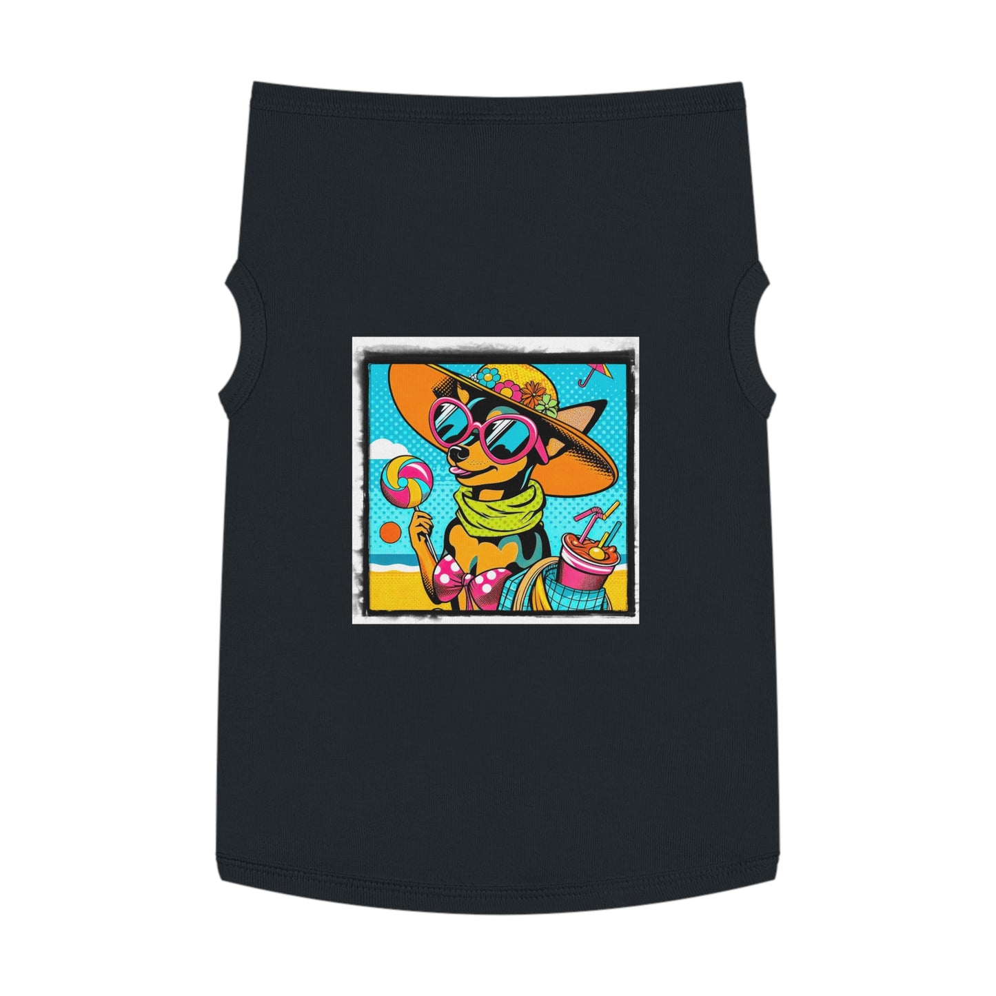 Min Pin Tank Tops beach babe Pets Printify XL Black