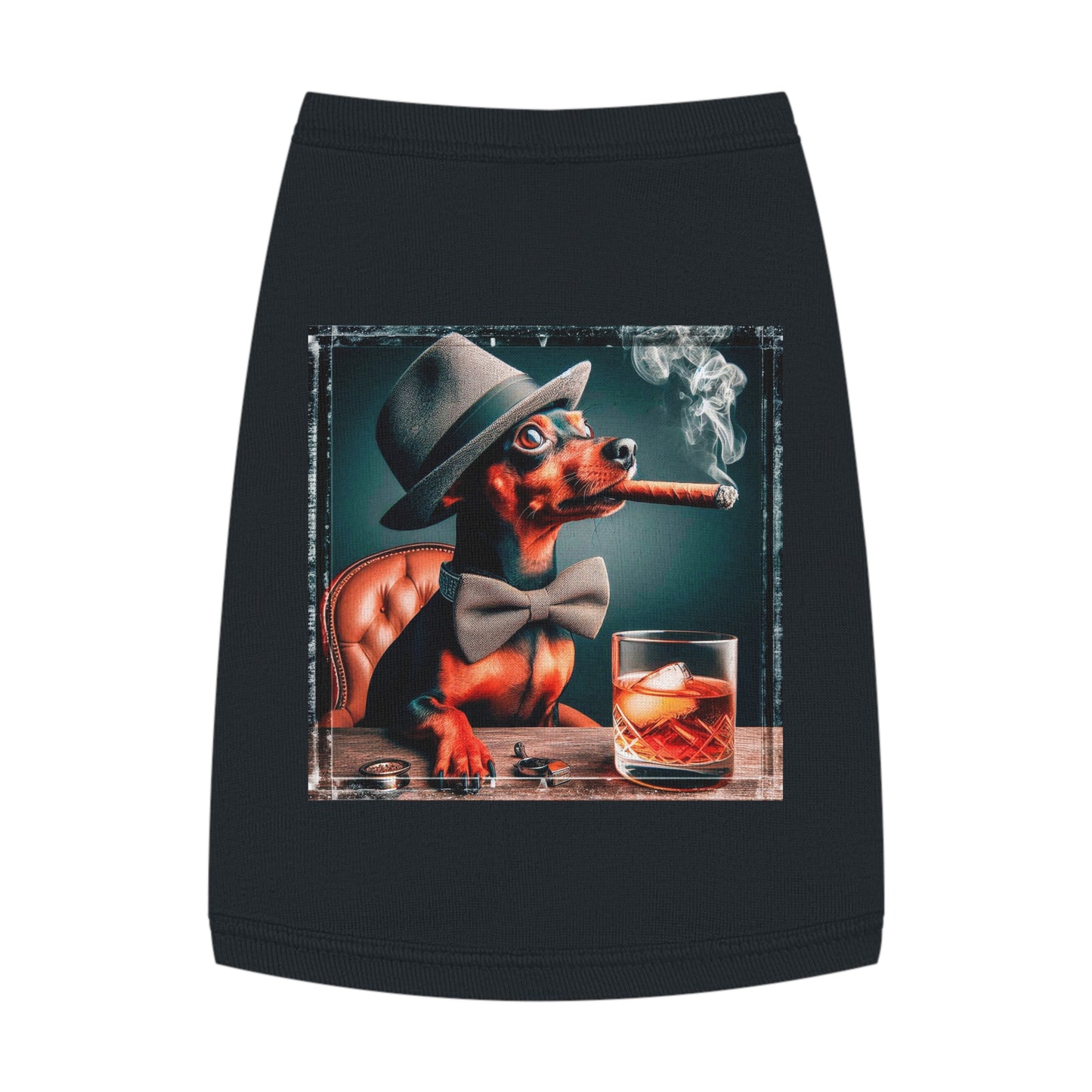 Min Pin Tank Tops cigar and drink Pets Printify M Black