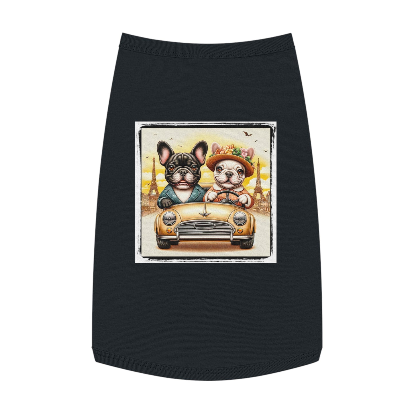 Wacky Pet Tank Top French Bulldog pretty in Paris t shirt Pets Printify