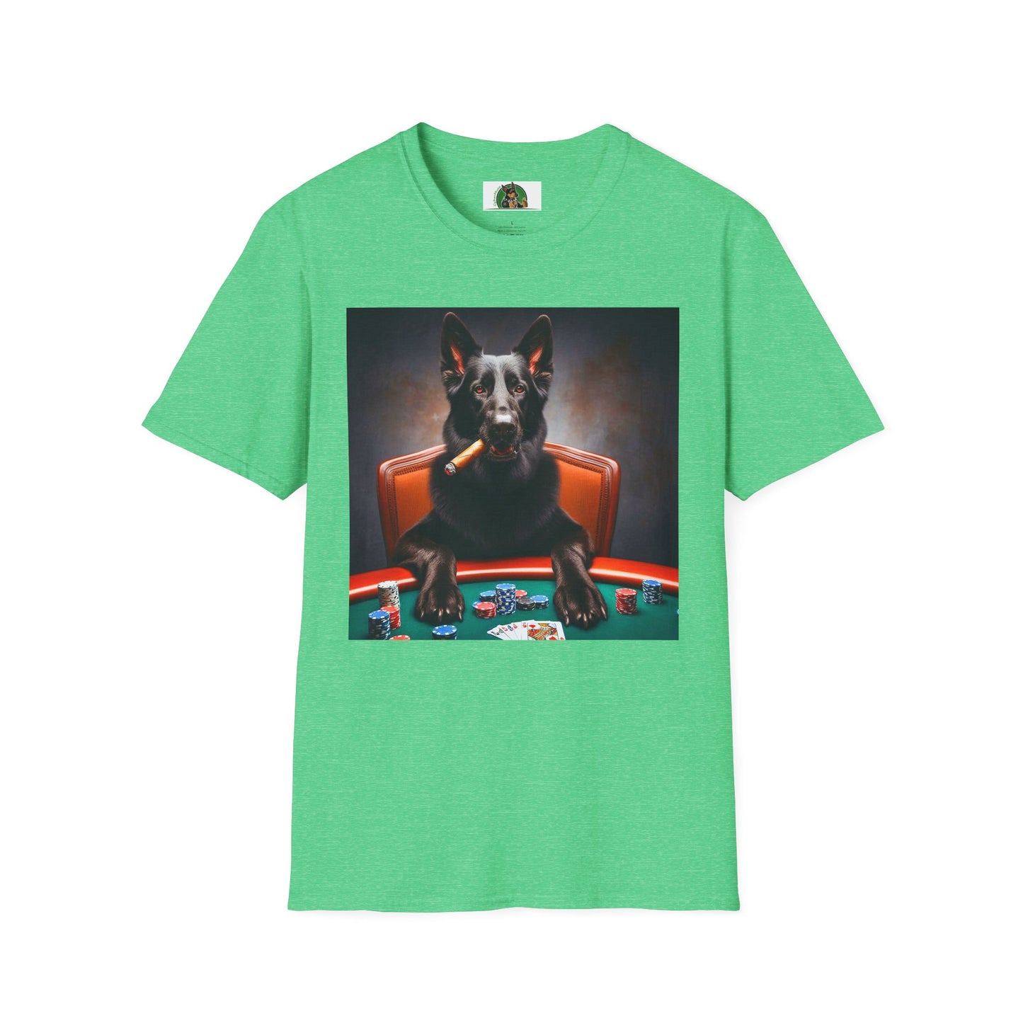 German Shepherd poker shirt T-Shirt Printify Heather Irish Green S