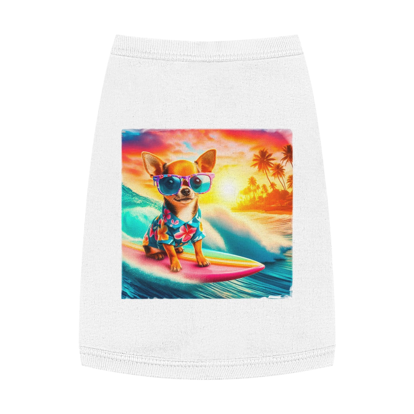 Pet Tank Top Chihuahua colorful waves t shirt Pets Printify