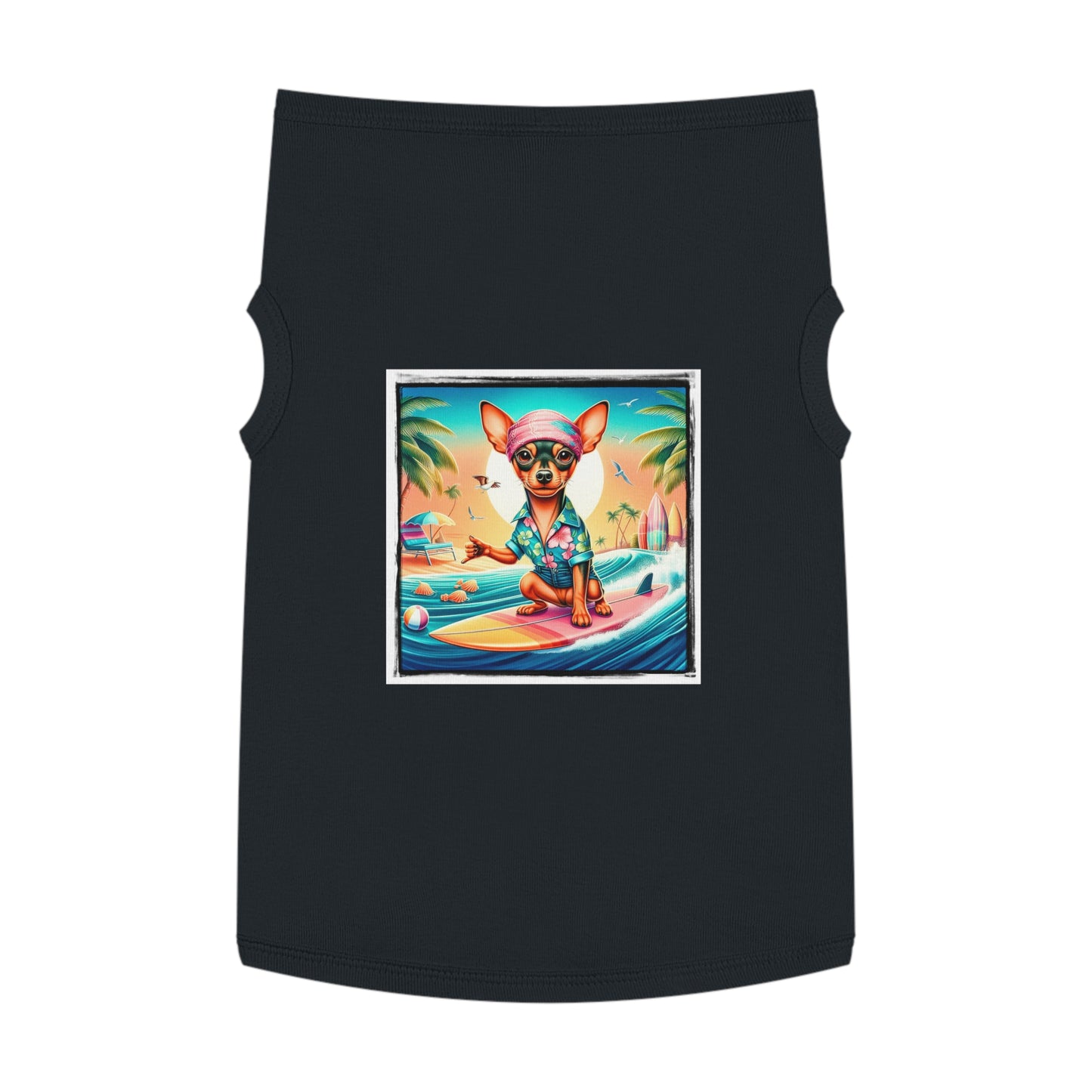 Dog Tank Top - Min Pin Tank Tops vacationing puppy Pets Printify XL Black